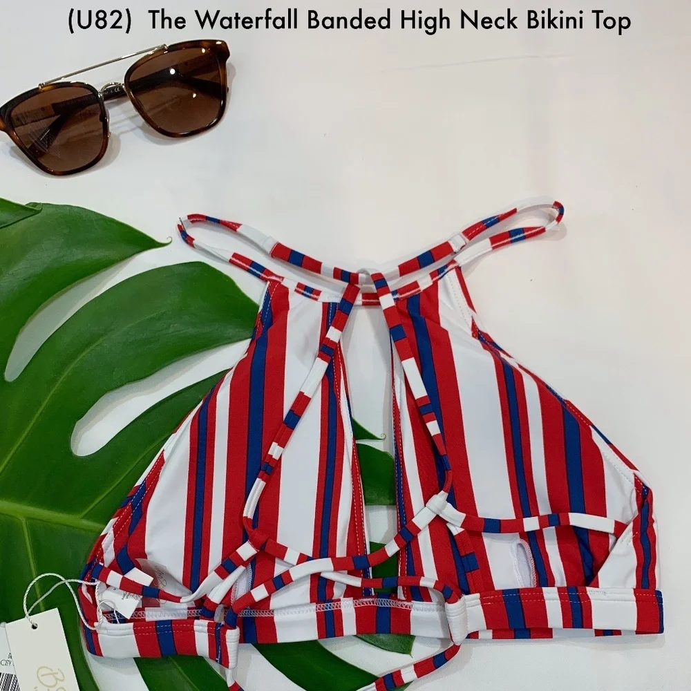 NWT B. Swim High Neck Bikini Top + Brazilian Bottom SET XS Small Medium Large‎